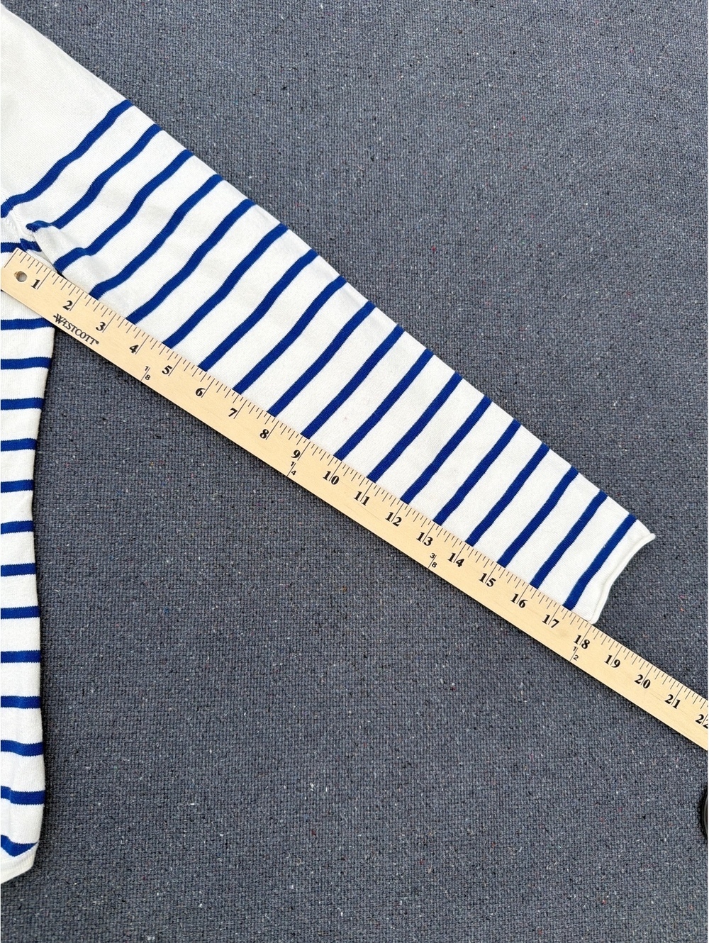 Duluth Trading Women's XS White Blue Striped Crew Neck Sweater - Picture 6 of 8